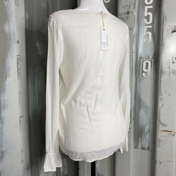 🆕 NWT Black Swan Long Sleeve Frilly White Ruffle Romantic Poet Blouse S/SMALL - Picture 10 of 11